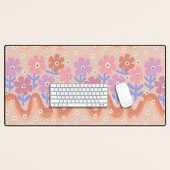 70s Retro Floral vibe Desk Mat