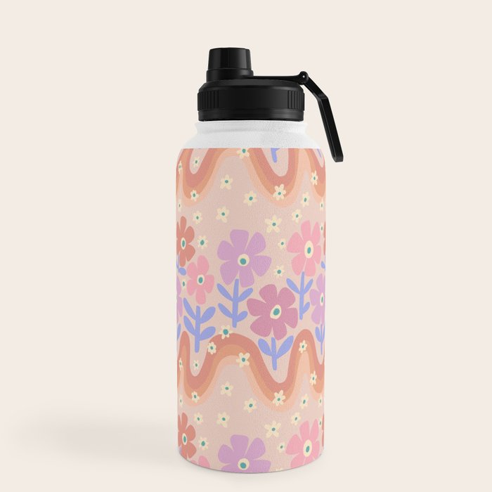 70s Retro Floral vibe Water Bottle