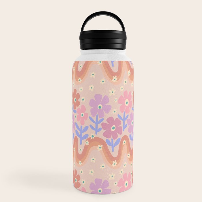 70s Retro Floral vibe Water Bottle