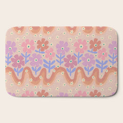 70s Retro Floral vibe Bath Mat