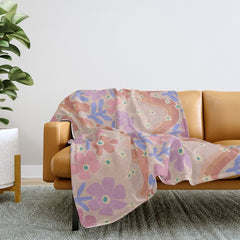 70s Retro Floral vibe Throw Blanket
