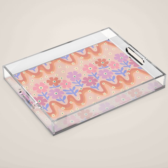 70s Retro Floral vibe Acrylic Tray