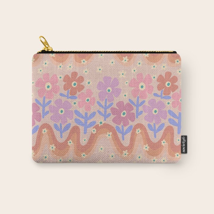 70s Retro Floral vibe Carry All Pouch