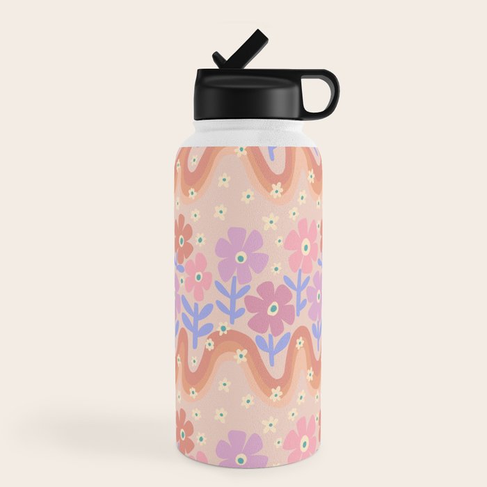 70s Retro Floral vibe Water Bottle