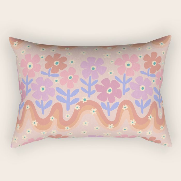 70s Retro Floral vibe Rectangular Pillow