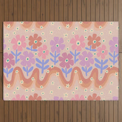 70s Retro Floral vibe Outdoor Rug