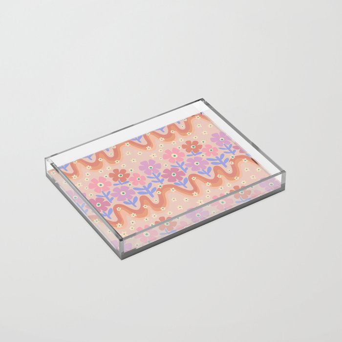 70s Retro Floral vibe Acrylic Tray