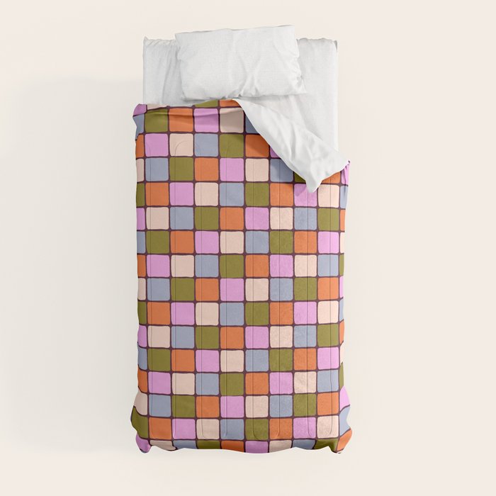 1970s Disco Dancefloor Checkerboard Pattern Comforter