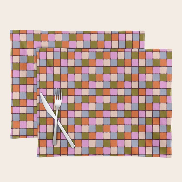 1970s Disco Dancefloor Checkerboard Pattern Placemat