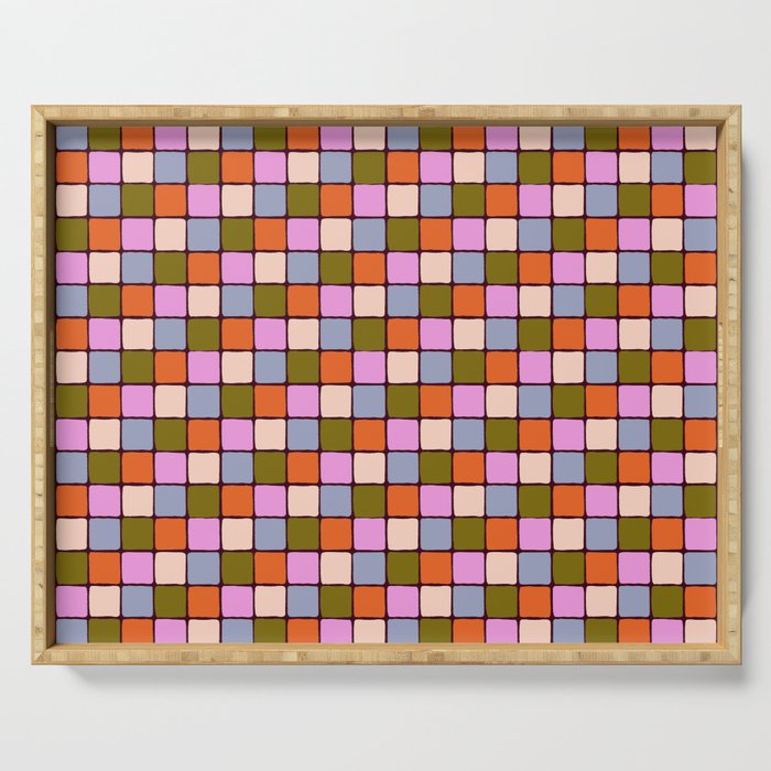 1970s Disco Dancefloor Checkerboard Pattern Serving Tray