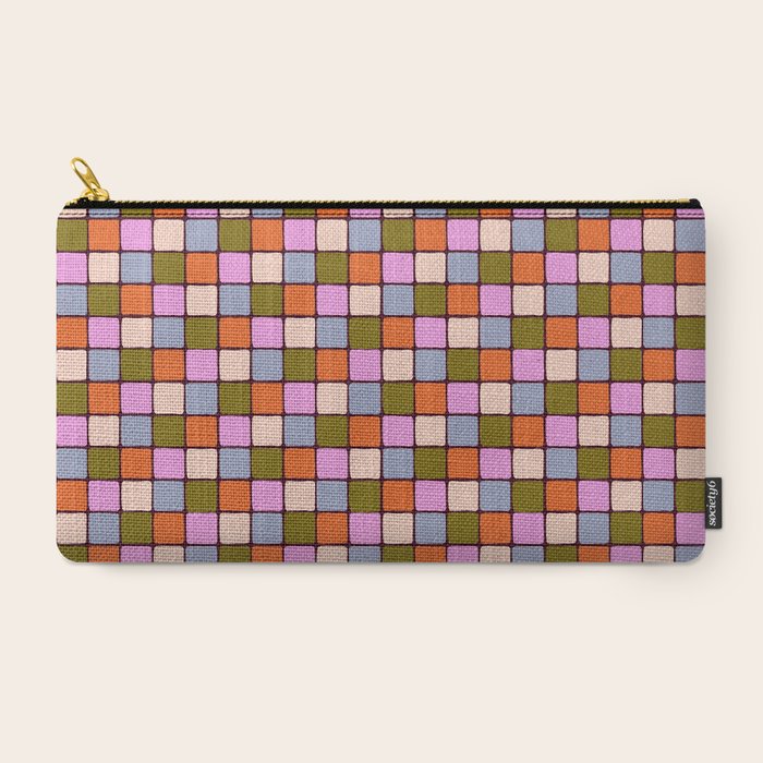 1970s Disco Dancefloor Checkerboard Pattern Carry All Pouch