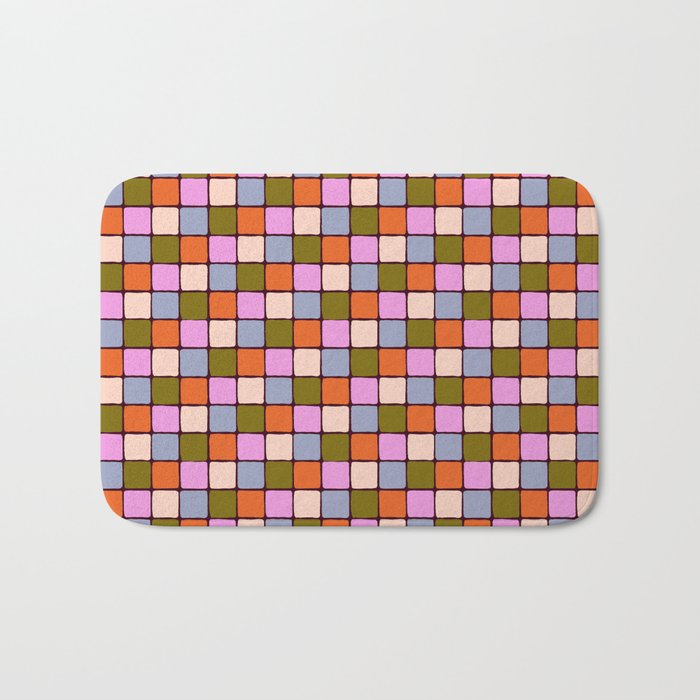 1970s Disco Dancefloor Checkerboard Pattern Bath Mat