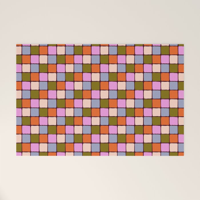 1970s Disco Dancefloor Checkerboard Pattern Welcome Mat