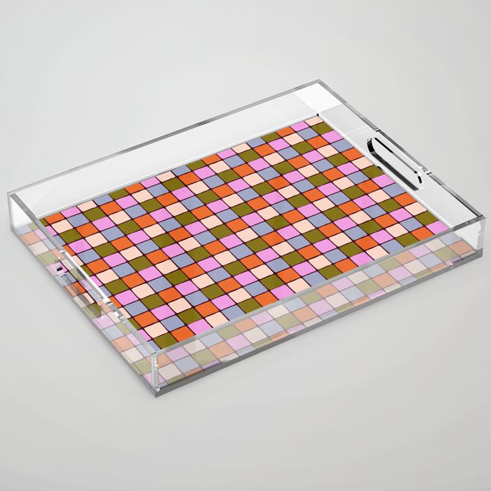 1970s Disco Dancefloor Checkerboard Pattern Acrylic Tray