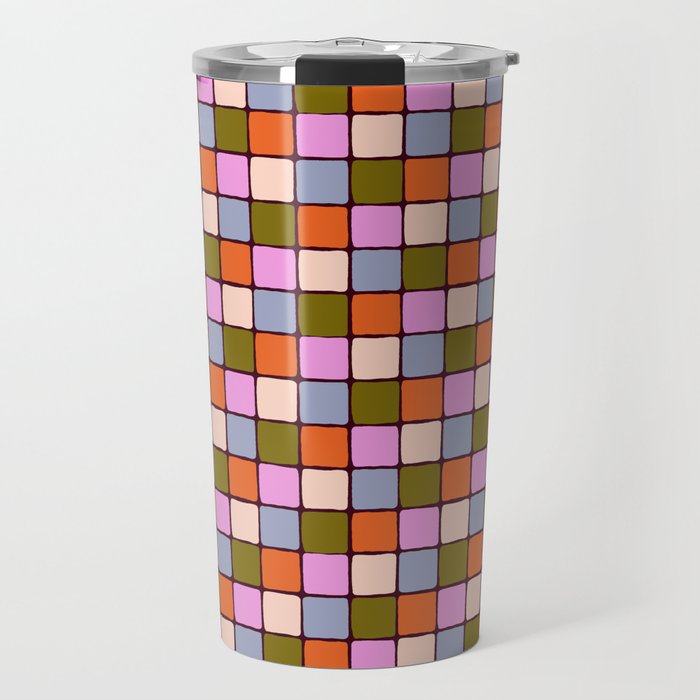 1970s Disco Dancefloor Checkerboard Pattern Travel Mug