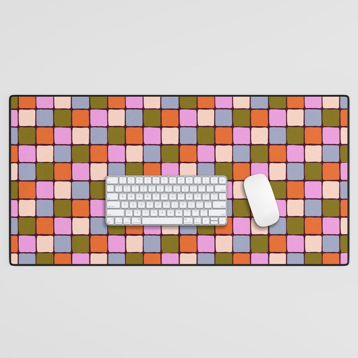 1970s Disco Dancefloor Checkerboard Pattern Desk Mat