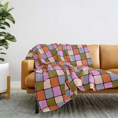 1970s Disco Dancefloor Checkerboard Pattern Throw Blanket