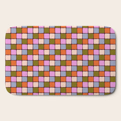 1970s Disco Dancefloor Checkerboard Pattern Bath Mat