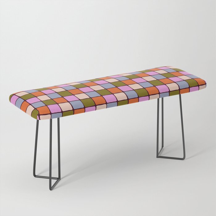 1970s Disco Dancefloor Checkerboard Pattern Bench