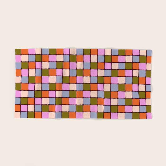 1970s Disco Dancefloor Checkerboard Pattern Bath Towel