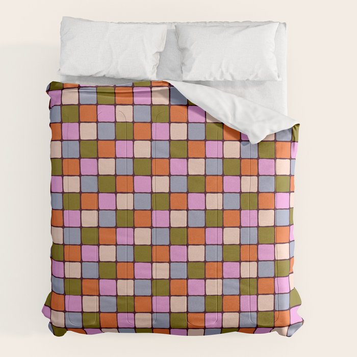 1970s Disco Dancefloor Checkerboard Pattern Comforter