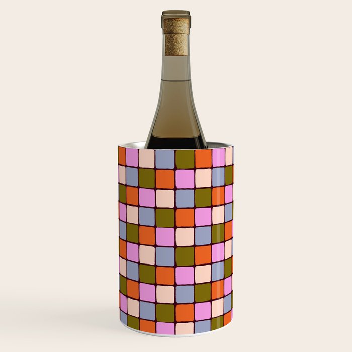1970s Disco Dancefloor Checkerboard Pattern Wine Chiller