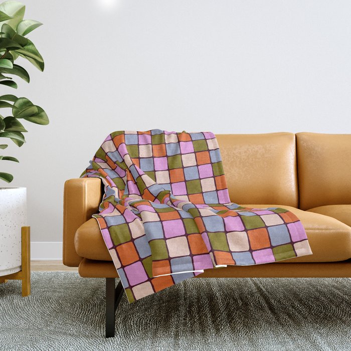 1970s Disco Dancefloor Checkerboard Pattern Throw Blanket