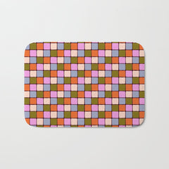 1970s Disco Dancefloor Checkerboard Pattern Bath Mat
