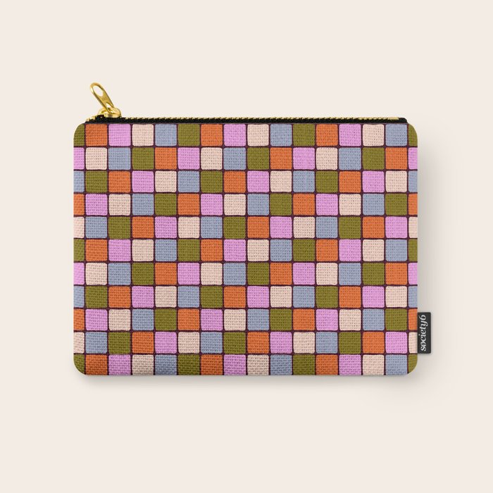 1970s Disco Dancefloor Checkerboard Pattern Carry All Pouch