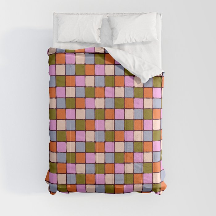 1970s Disco Dancefloor Checkerboard Pattern Comforter
