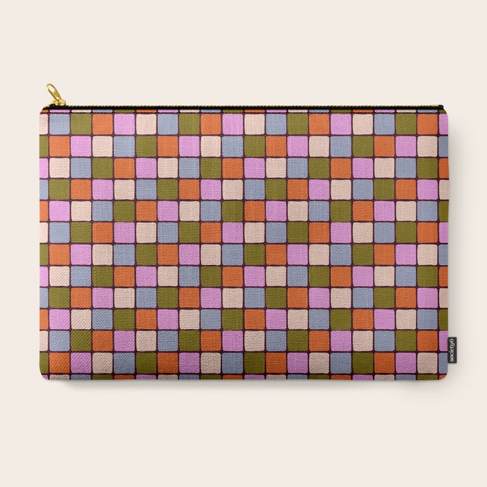 1970s Disco Dancefloor Checkerboard Pattern Carry All Pouch