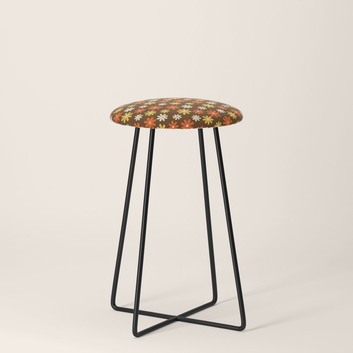 1970s flowers brown and orange Stool