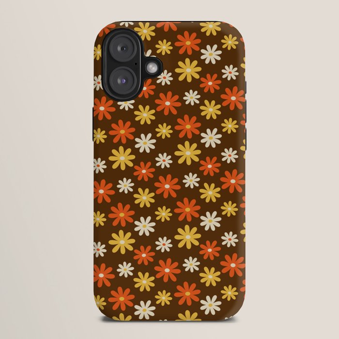 1970s flowers brown and orange iPhone Case