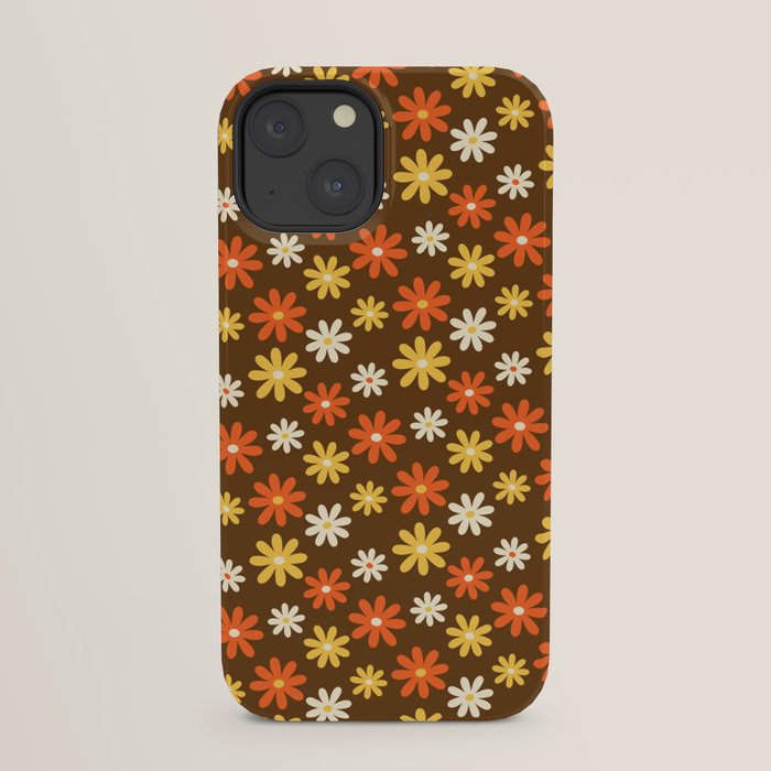 1970s flowers brown and orange iPhone Case