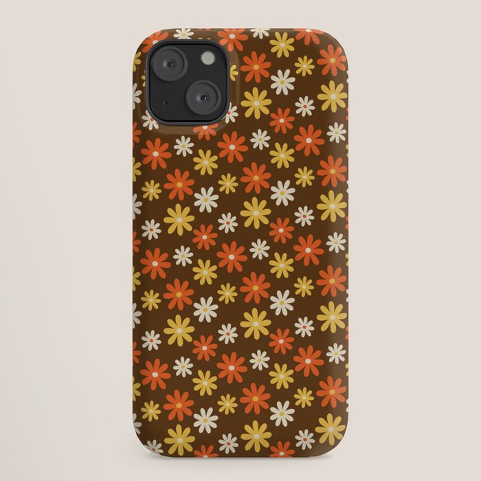 1970s flowers brown and orange iPhone Case
