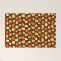 1970s flowers brown and orange Welcome Mat