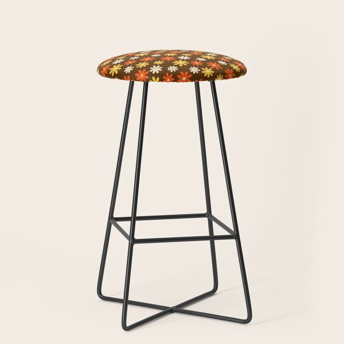 1970s flowers brown and orange Stool