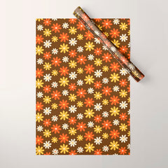 1970s flowers brown and orange Wrapping Paper