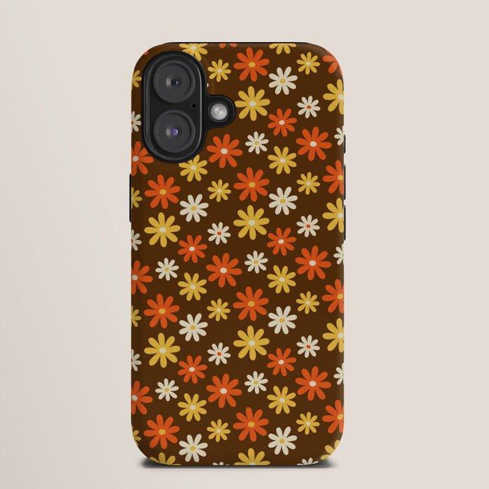 1970s flowers brown and orange iPhone Case