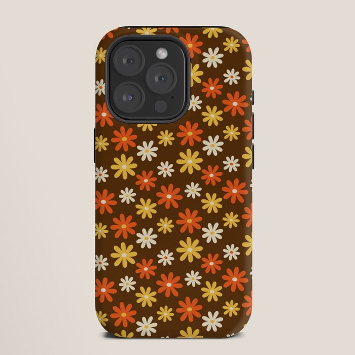 1970s flowers brown and orange iPhone Case