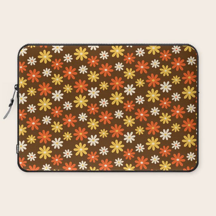 1970s flowers brown and orange Laptop Sleeve