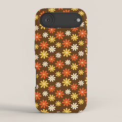 1970s flowers brown and orange iPhone Case
