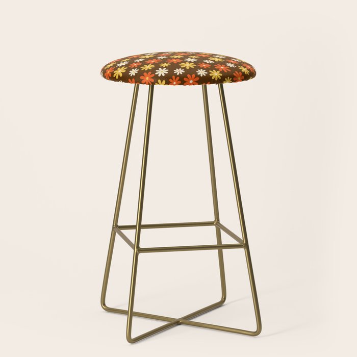 1970s flowers brown and orange Stool