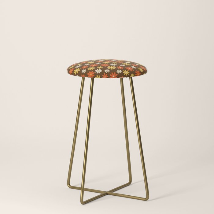 1970s flowers brown and orange Stool