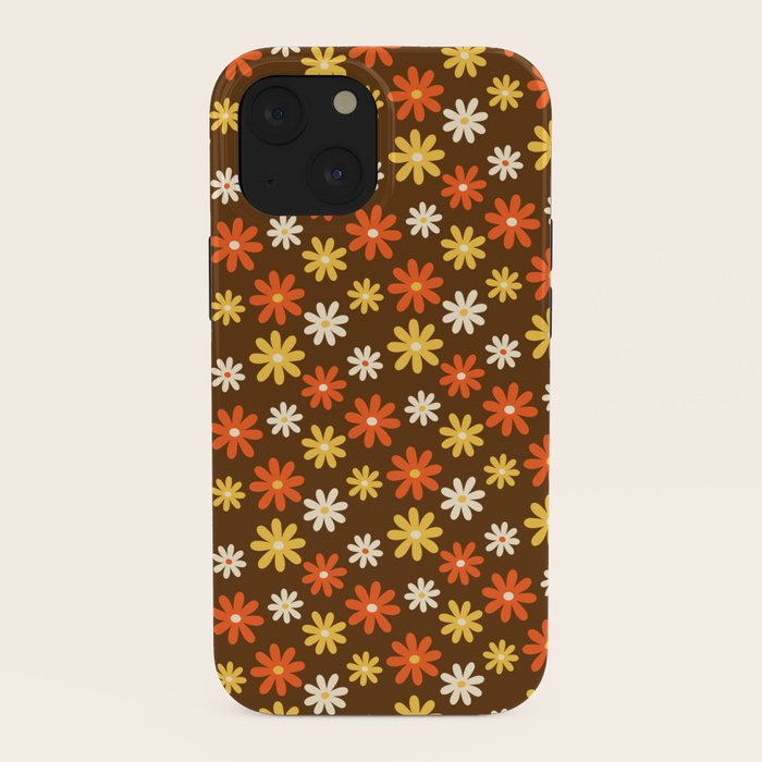 1970s flowers brown and orange iPhone Case