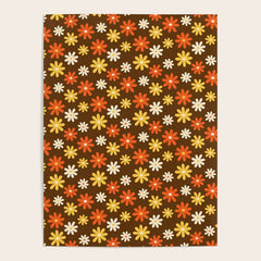 1970s flowers brown and orange Poster