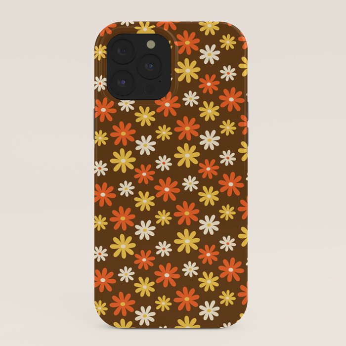 1970s flowers brown and orange iPhone Case