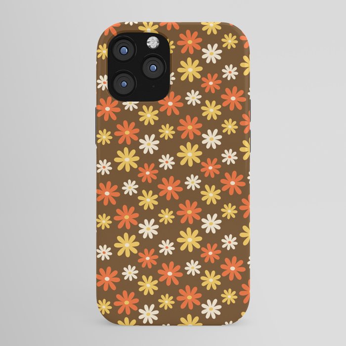 1970s flowers brown and orange iPhone Case