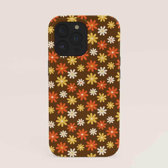 1970s flowers brown and orange iPhone Case