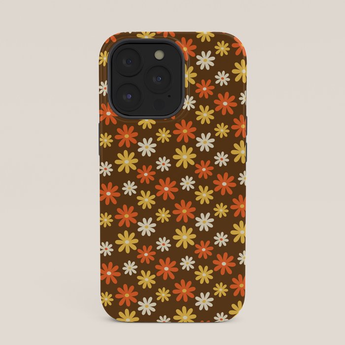 1970s flowers brown and orange iPhone Case
